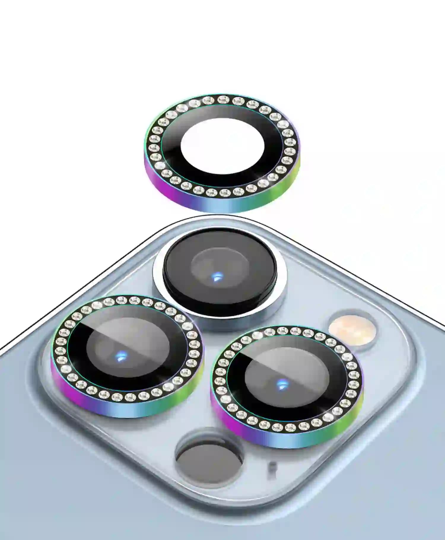 محافظ لنز فلزی نگین دار گوشی موبایل Iphone 13 Pro — تصویر ۳