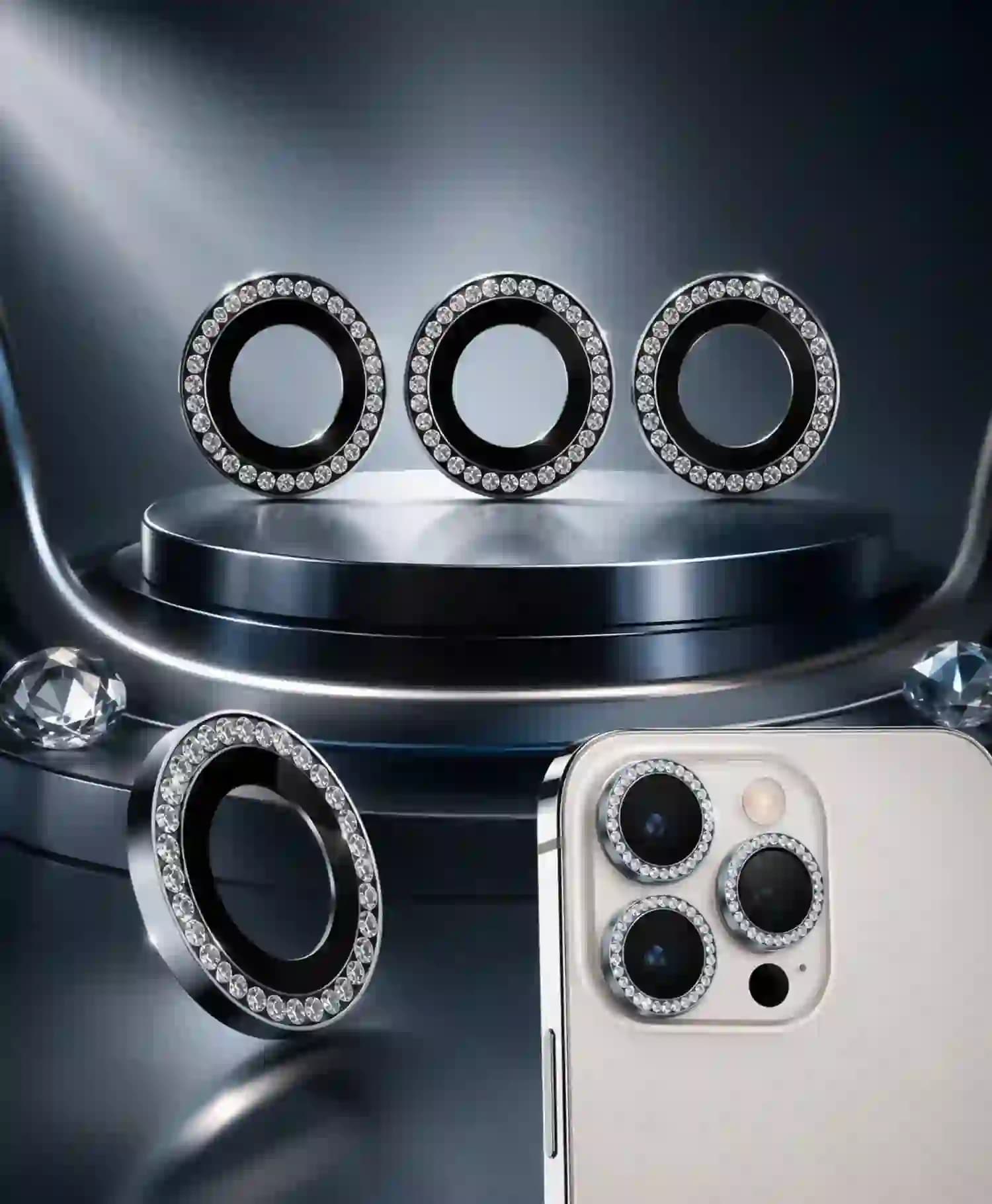 محافظ لنز فلزی نگین دار گوشی موبایل Iphone 13 Pro — تصویر ۴