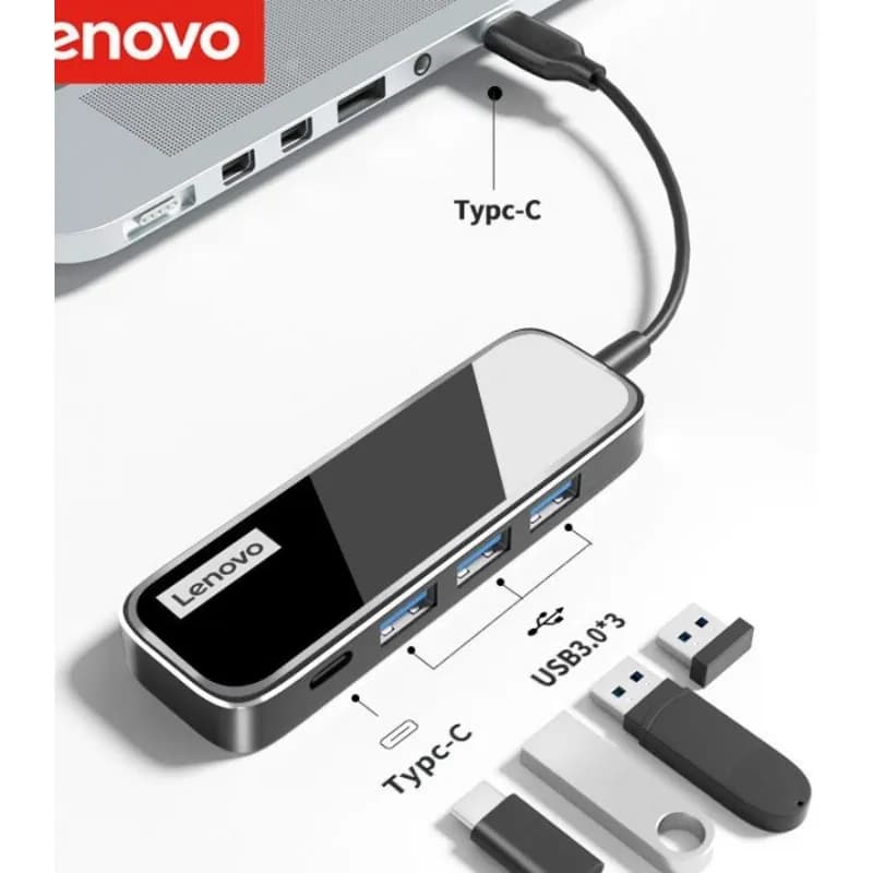 هاب 4 پورت تایپ سی لنوو Lenovo EC04 4 in 1 HUB ADAPTER 3USB 3.0 1PD — تصویر ۳