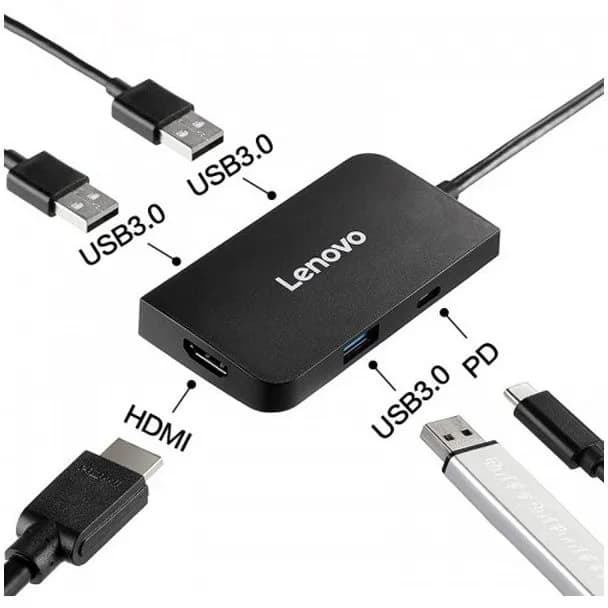 هاب 5 پورت Type C لنوو Lenovo S705 5 in 1 Type C HUB Adapter HDMI PD — تصویر ۲