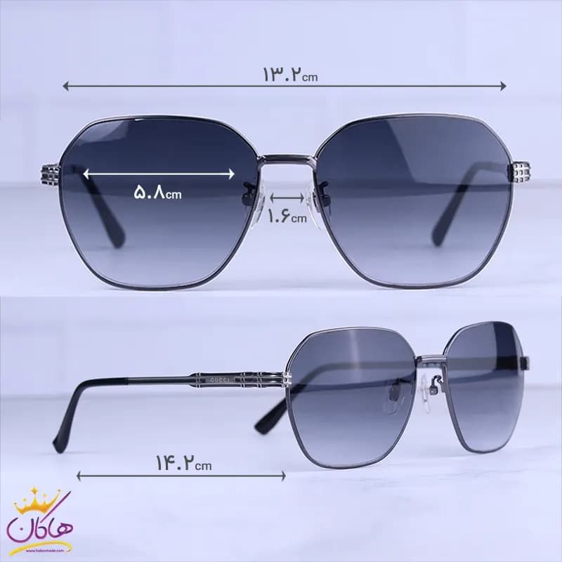 عینک آفتابی مردانه گوچی فریم دودی فلزی GG 1355/3 — تصویر ۲