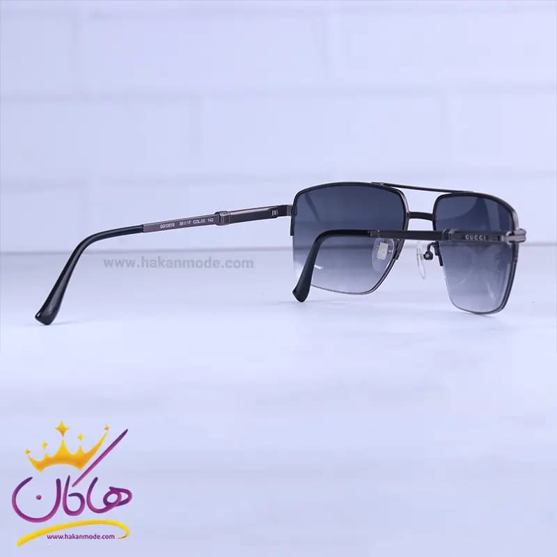 عینک آفتابی مردانه گوچی نیم فریم دودی فلزی GG1351/3 — تصویر ۳