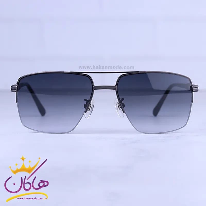عینک آفتابی مردانه گوچی نیم فریم دودی فلزی GG1351/3