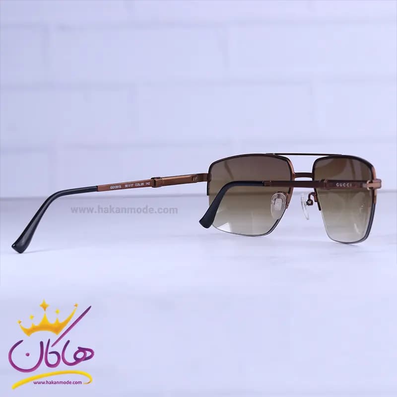 عینک آفتابی مردانه گوچی نیم فریم قهوه ای GG1351/5 — تصویر ۳