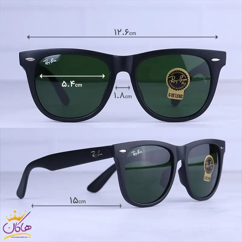 عینک آفتابی ری بن فریم ویفرر مشکی مات RB 2140/2 — تصویر ۲