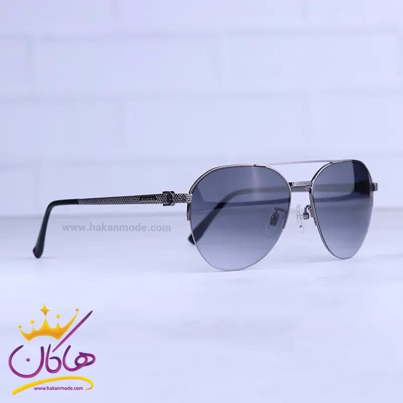عینک آفتابی گوچی مردانه نیم فریم دودی فلزی GG1358/3 — تصویر ۴