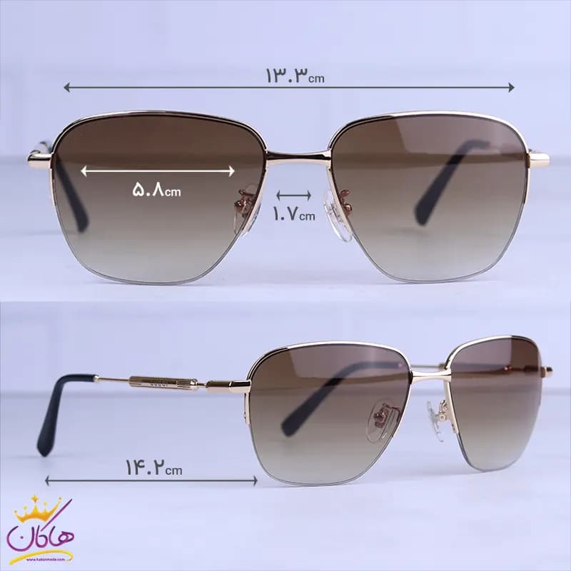 عینک آفتابی گوچی مردانه فریم خلبانی طلایی GG 1248/1 — تصویر ۲