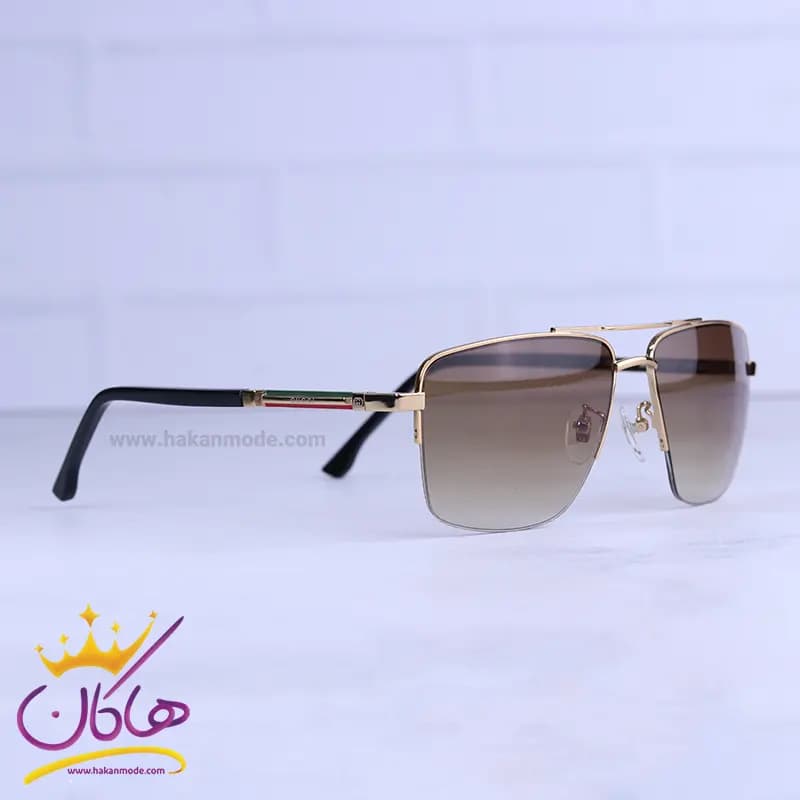 عینک آفتابی گوچی مردانه نیم فریم طلایی فلزی GG1242/1 — تصویر ۴