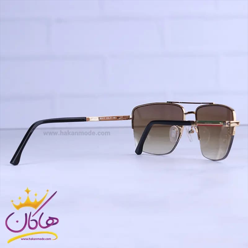 عینک آفتابی گوچی مردانه نیم فریم طلایی فلزی GG1242/1 — تصویر ۳