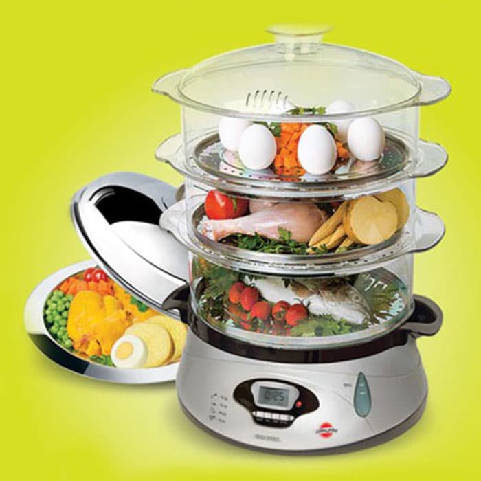 بخارپز پارس خزر Digi Steel دیجی استیل مشکی طوسی — تصویر ۳