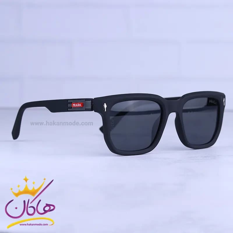 عینک آفتابی مردانه پرادا فریم مستطیل مشکی P3319/1 — تصویر ۴