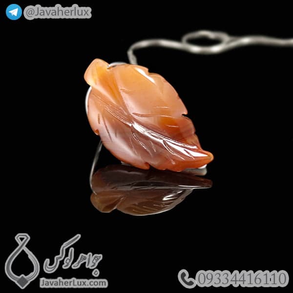 گردنبند عقیق تراش برگ مدل تهم _ کد : 400341 — تصویر ۳