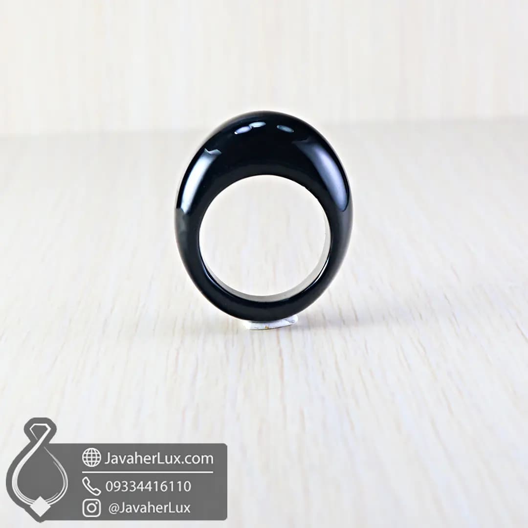 انگشتر تمام سنگ عقیق سیاه ( اونیکس ) _ کد : 400335