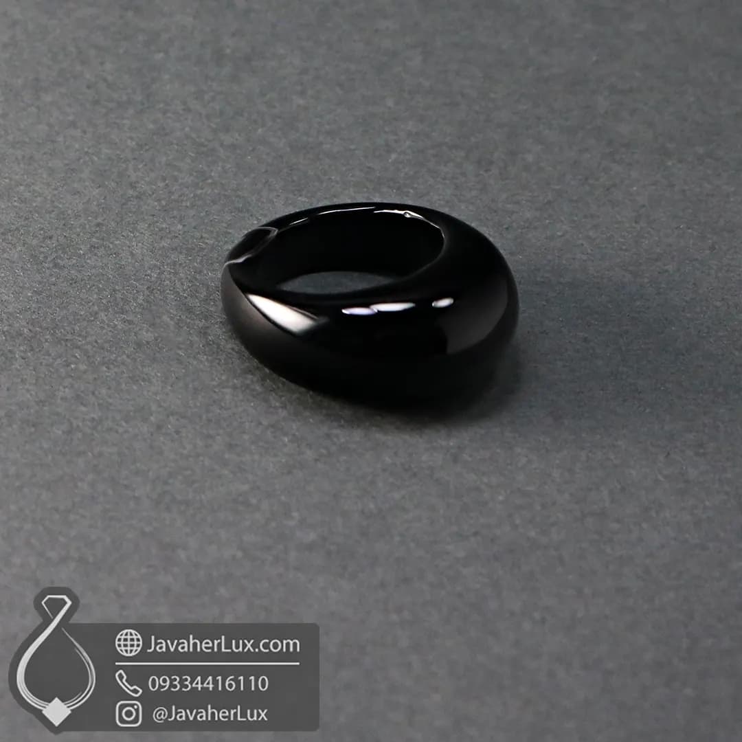 انگشتر تمام سنگ عقیق سیاه ( اونیکس ) _ کد : 400335 — تصویر ۴