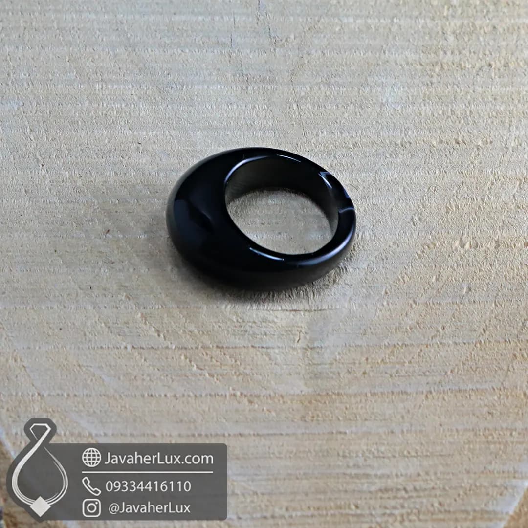 انگشتر تمام سنگ عقیق سیاه ( اونیکس ) _ کد : 400335 — تصویر ۵