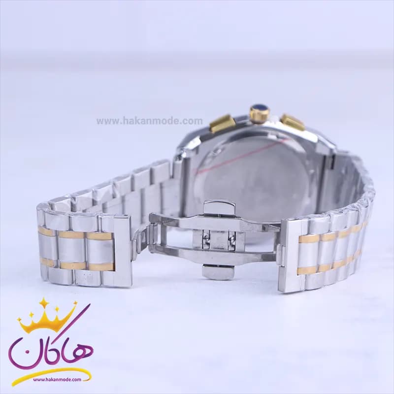 ساعت مچی رومانسون مردانه فلزی نقره ای طلایی صفحه مشکی 972/5 — تصویر ۲