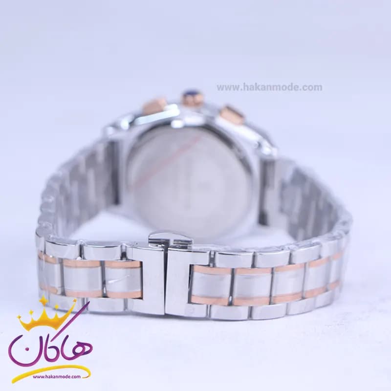 ساعت مچی زنانه رومانسون فلزی نقره ای رزگلد صفحه سبز 972/4 — تصویر ۳