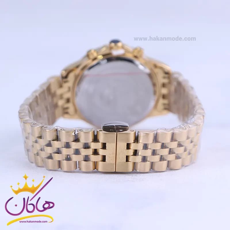 ساعت مچی رومانسون زنانه فلزی طلایی صفحه مشکی 9766/2 — تصویر ۳