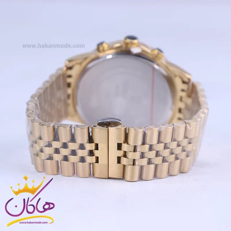 ساعت مچی مردانه رومانسون فلزی طلایی صفحه مشکی 9766/1 — تصویر ۳