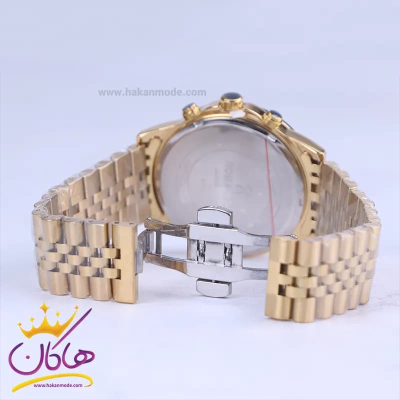 ساعت مچی مردانه رومانسون فلزی طلایی صفحه مشکی 9766/1 — تصویر ۲