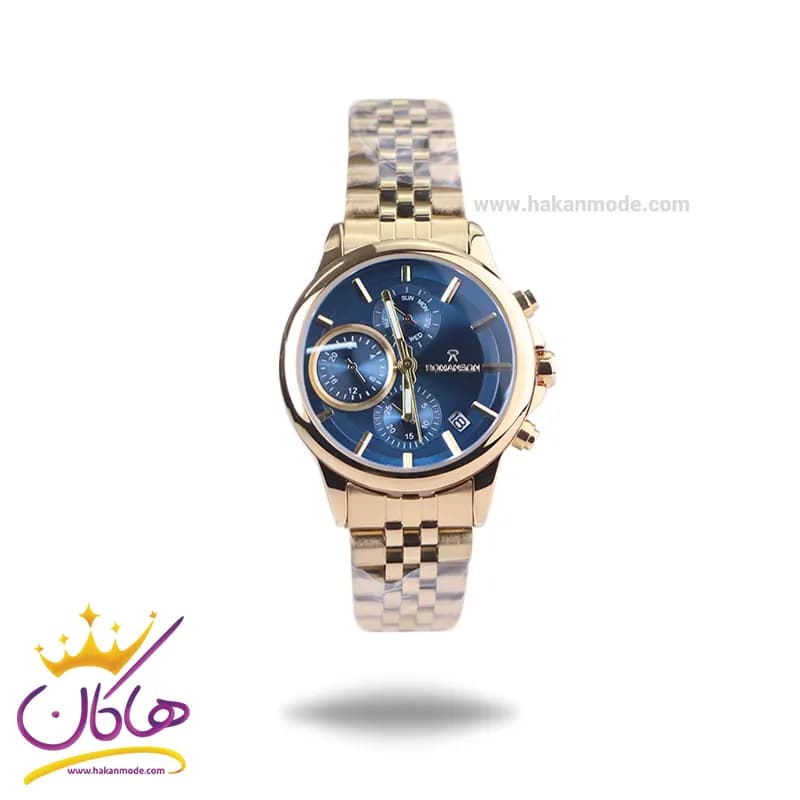 ساعت مچی رومانسون زنانه فلزی طلایی صفحه آبی 9766/4