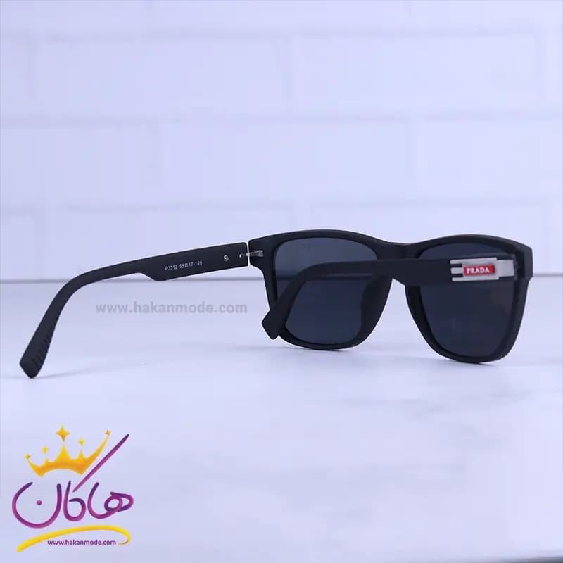 عینک آفتابی پرادا مردانه فریم مستطیل مشکی p 3312/1 — تصویر ۳