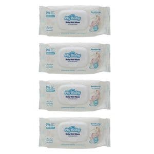 دستمال مرطوب کودک مای بیبی مدل sensitive بسته 4 عددی