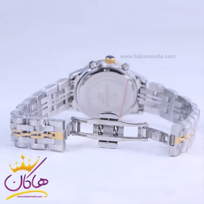 ساعت مچی رومانسون زنانه فلزی نقره ای طلایی صفحه مشکی 030/10 — تصویر ۲