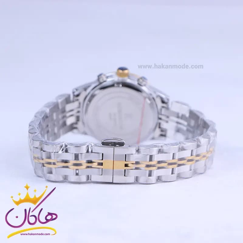 ساعت مچی رومانسون زنانه فلزی نقره ای طلایی صفحه مشکی 030/10 — تصویر ۳