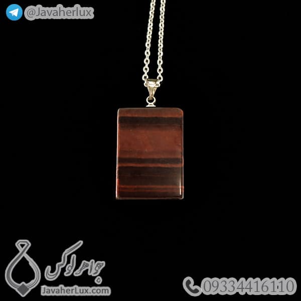 گردنبند سنگ چشم ببر قرمز _ کد : 400285 — تصویر ۲
