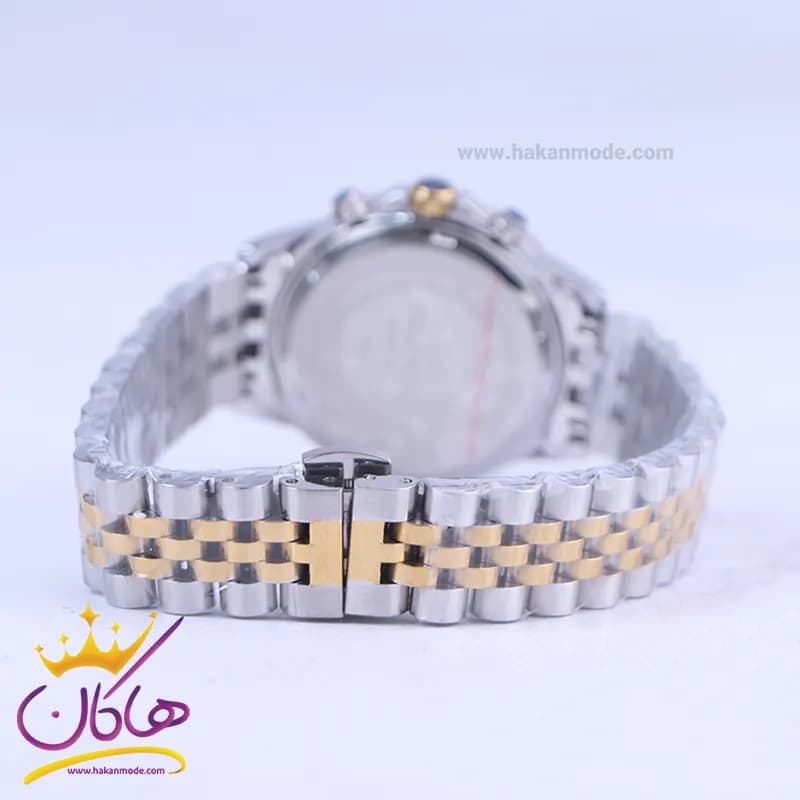 ساعت مچی زنانه رومانسون فلزی نقره ای طلایی صفحه مشکی 9766/6 — تصویر ۳