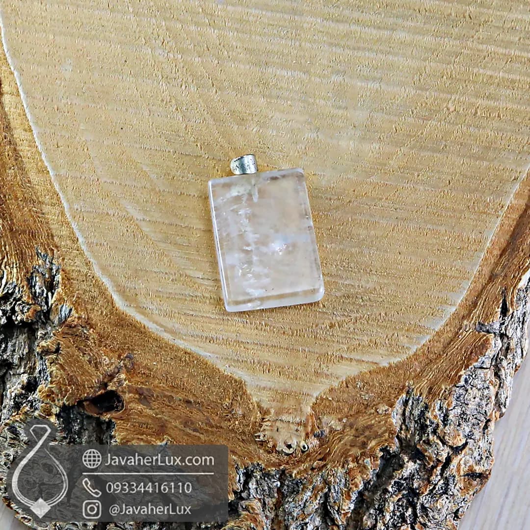 گردنبند سنگ کریستال کوارتز اصل و طبیعی تراش مستطیل _ کد : 400282 — تصویر ۵