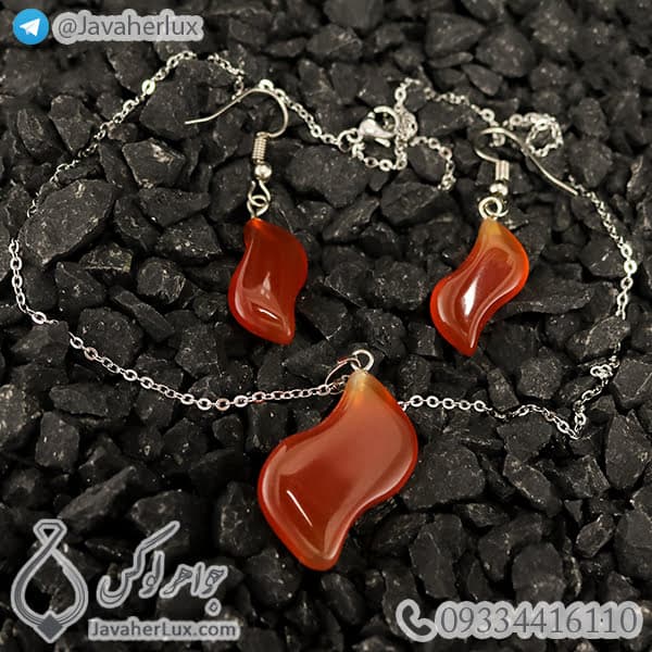 نیم ست عقیق اشکی مدل برسیان _ کد : 400274 — تصویر ۲