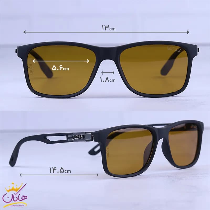 عینک آفتابی بوس مردانه فریم مشکی شیشه زرد پلاریزه P3301/4 — تصویر ۲