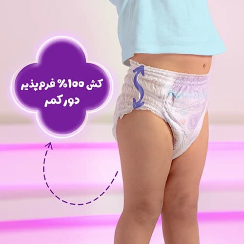 پوشک شورتی کانال دار سایز 7 مای بیبی ( 17+ کیلو) 20 عددی بنفش — تصویر ۳