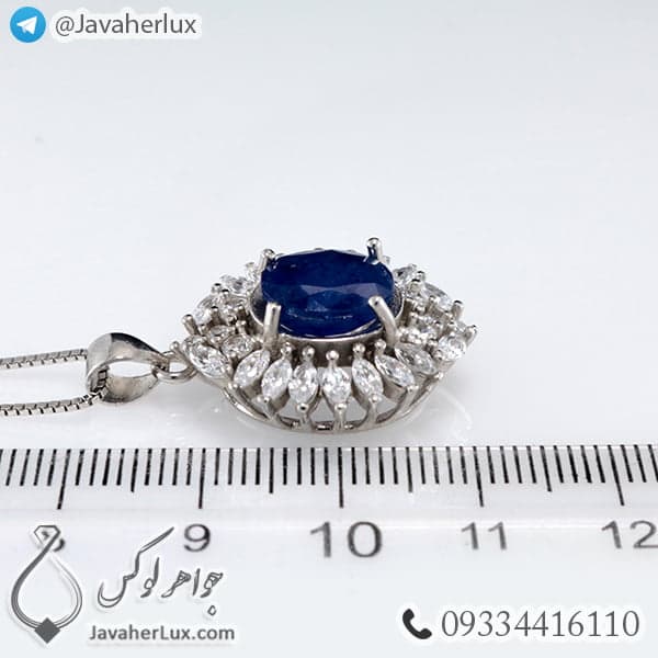 گردنبند نقره زنانه یاقوت کبود _ کد : 100417 — تصویر ۴