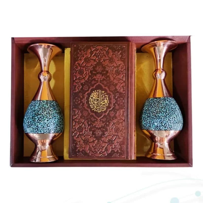 نهج البلاغه پالتویی چرم با 2گلدان فیروزه — تصویر ۲