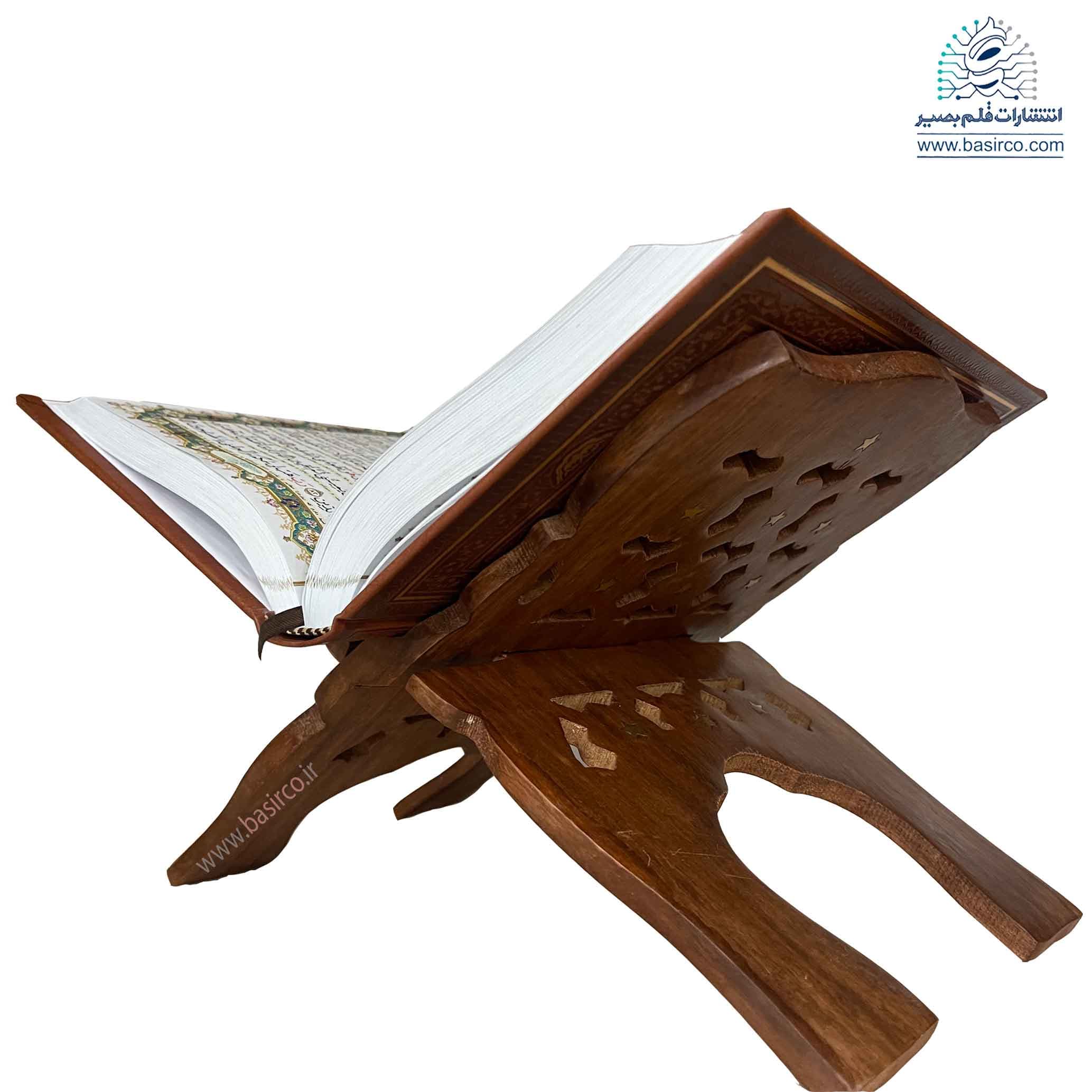 رحل قرآن چوبی بسیار نفیس ساخت هند سایز 18 — تصویر ۳