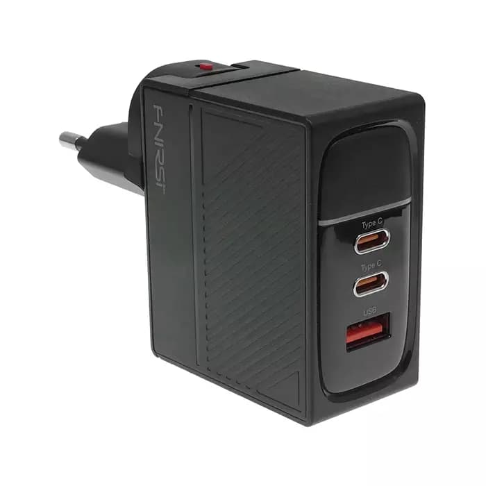 شارژر دیواری سه پورت فینرسی FNIRSI 100W PD GaN با دوشاخه گرد