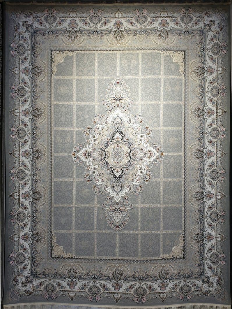 فرش ۱۲۰۰ شانه برجسته نقشه برلیان زمینه متالیک