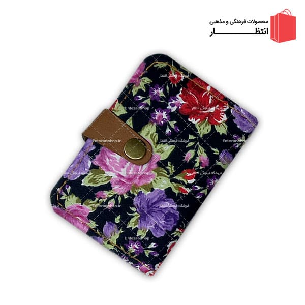 کیف مدارک گل‌گلی بنفش مشکی
