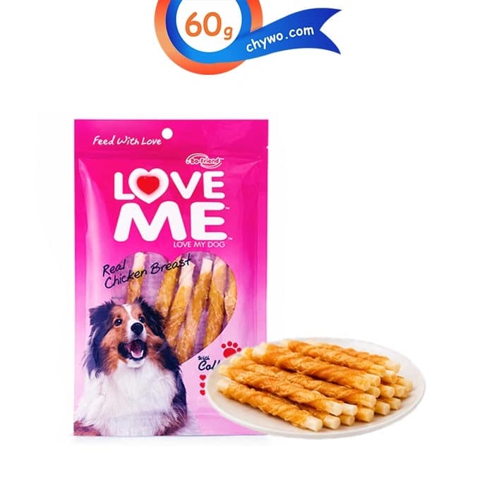 تشویقی سگ لاومی طعم مرغ مدل دورپیچ وزن 60 گرم Love Me Chicken Breast