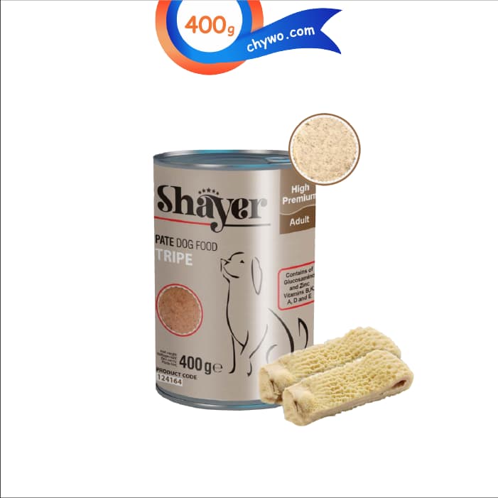 کنسرو سگ شایر طعم سیرابی مدل پته وزن 400 گرم Shayer