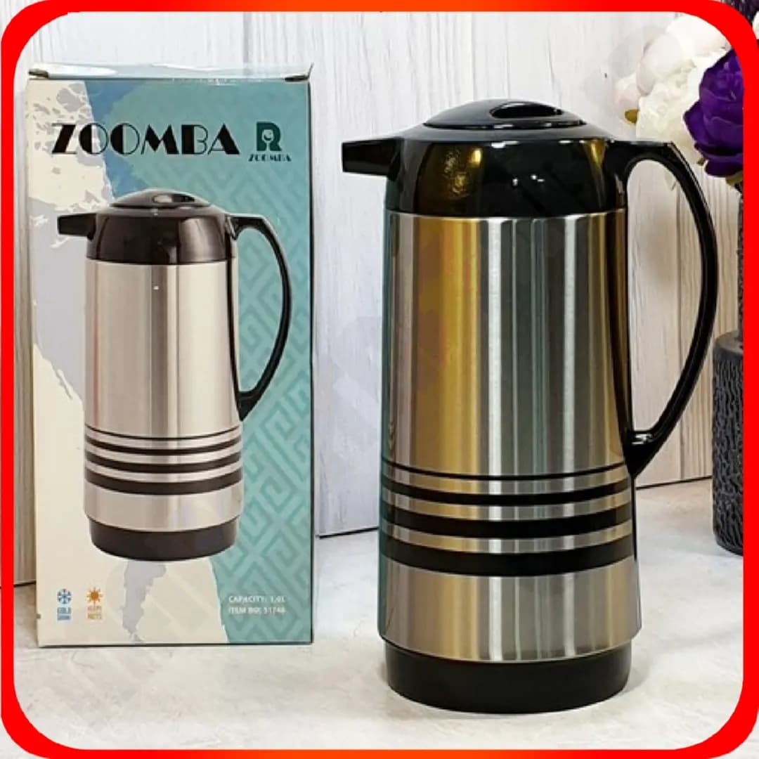 فلاکس 1 لیتری شیشه صورتی خطی ساده زومبا مدل S1746