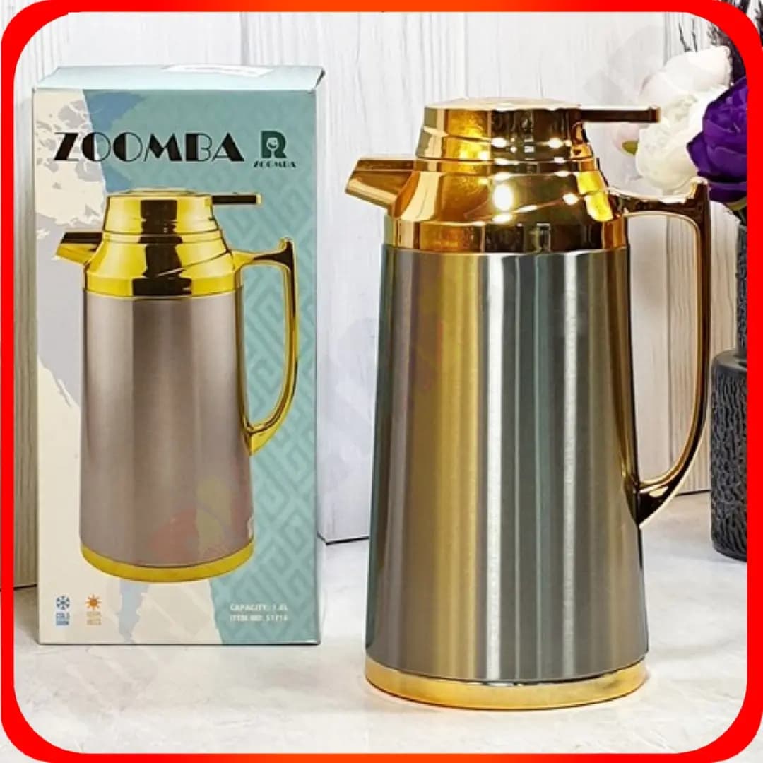 فلاکس 1 لیتری شیشه صورتی طلایی زومبا مدل S1718