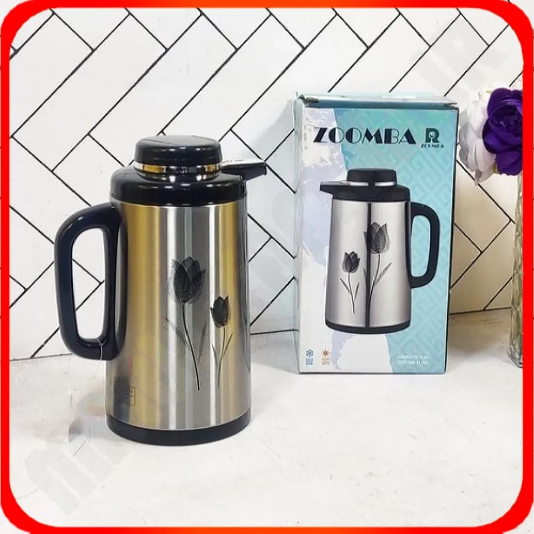 فلاکس 1 لیتری شیشه صورتی زومبا مدل S1701 گلدار