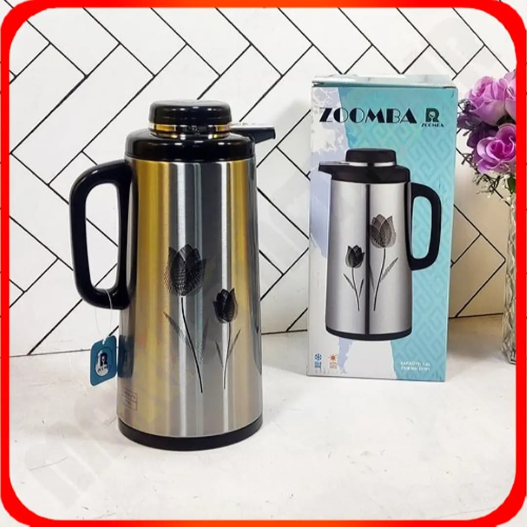 فلاکس 1.6 لیتری شیشه صورتی زومبا مدل S1701 گلدار