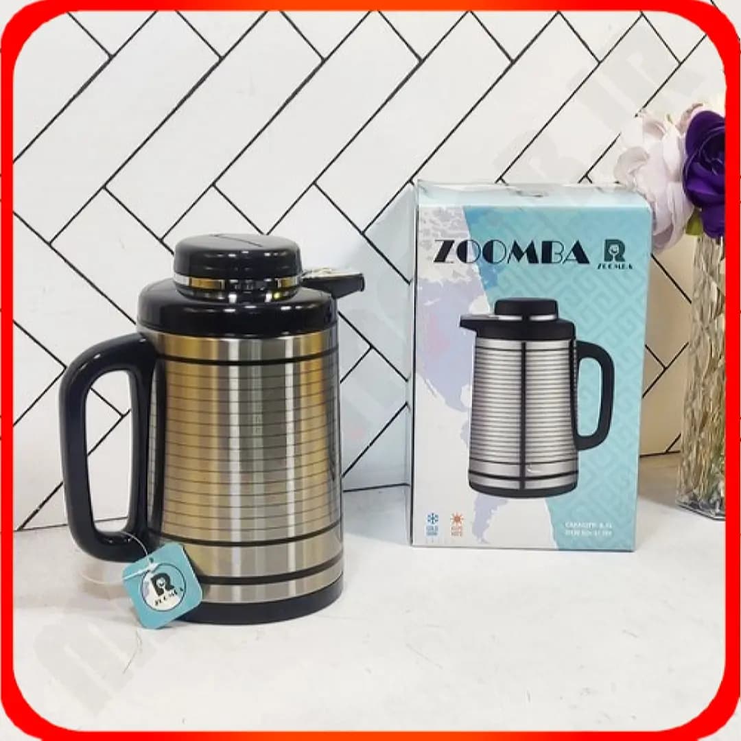 فلاسک نیم لیتری شیشه صورتی زومبا مدل S1701 خطی ساده