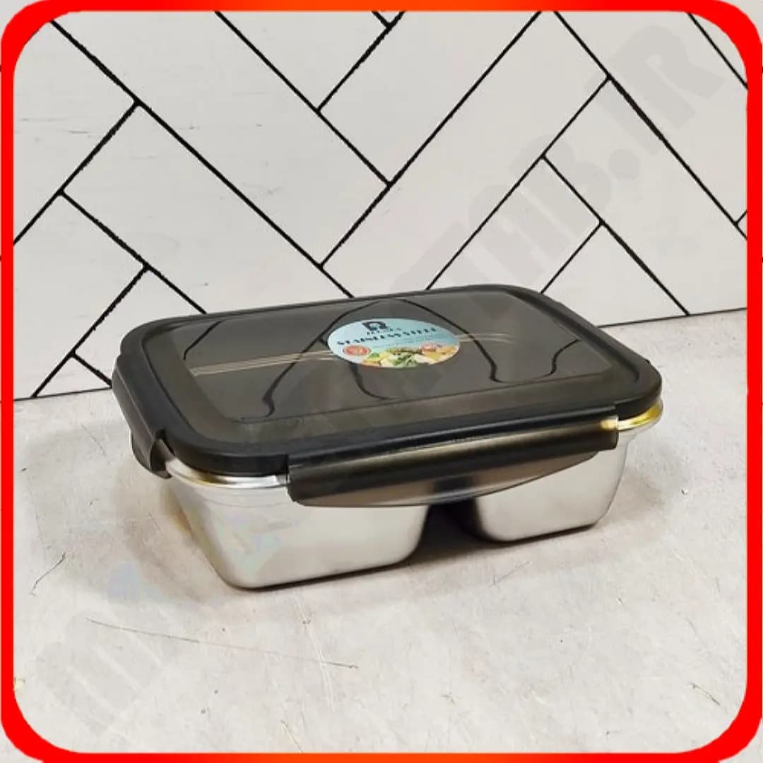 ظرف ناهارخوری استیل ضدزنگ زومبا B1199 دو خانه سایز 850 میل