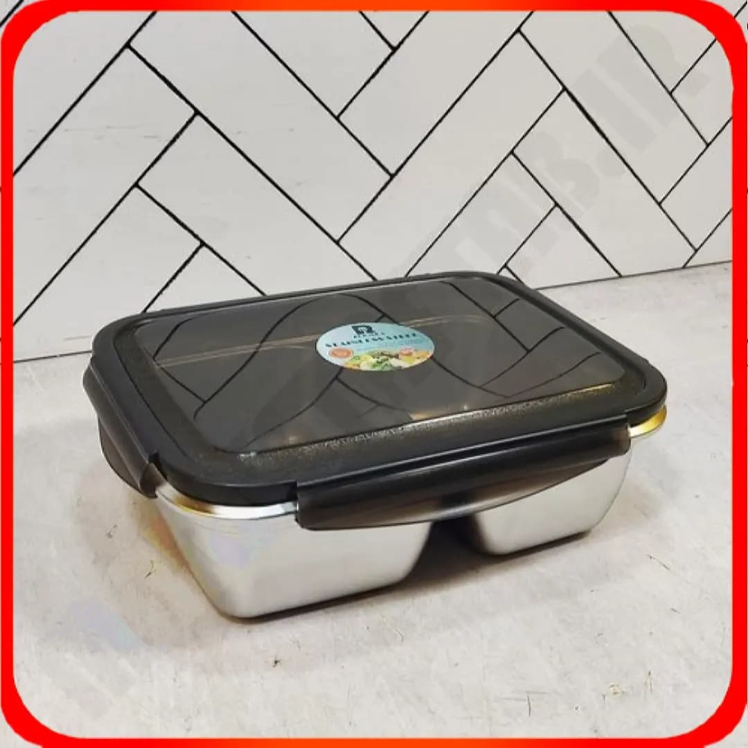 ظرف ناهارخوری استیل ضدزنگ زومبا B1199 دو خانه سایز 1.8 لیتر